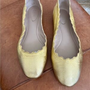 Chloe Gold Scalloped Flats